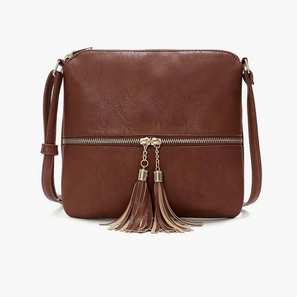 Brown Crossbody Bag Lightweight Dome Shoulder Bag Retro Leather Satchel Wallet - Picture 1 of 6